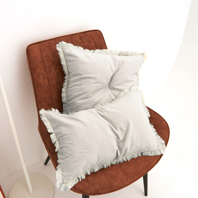 Solid-Color Pillow Cover with Fringe Options, throw pillow cover, cushion cover and sofa pillowcase