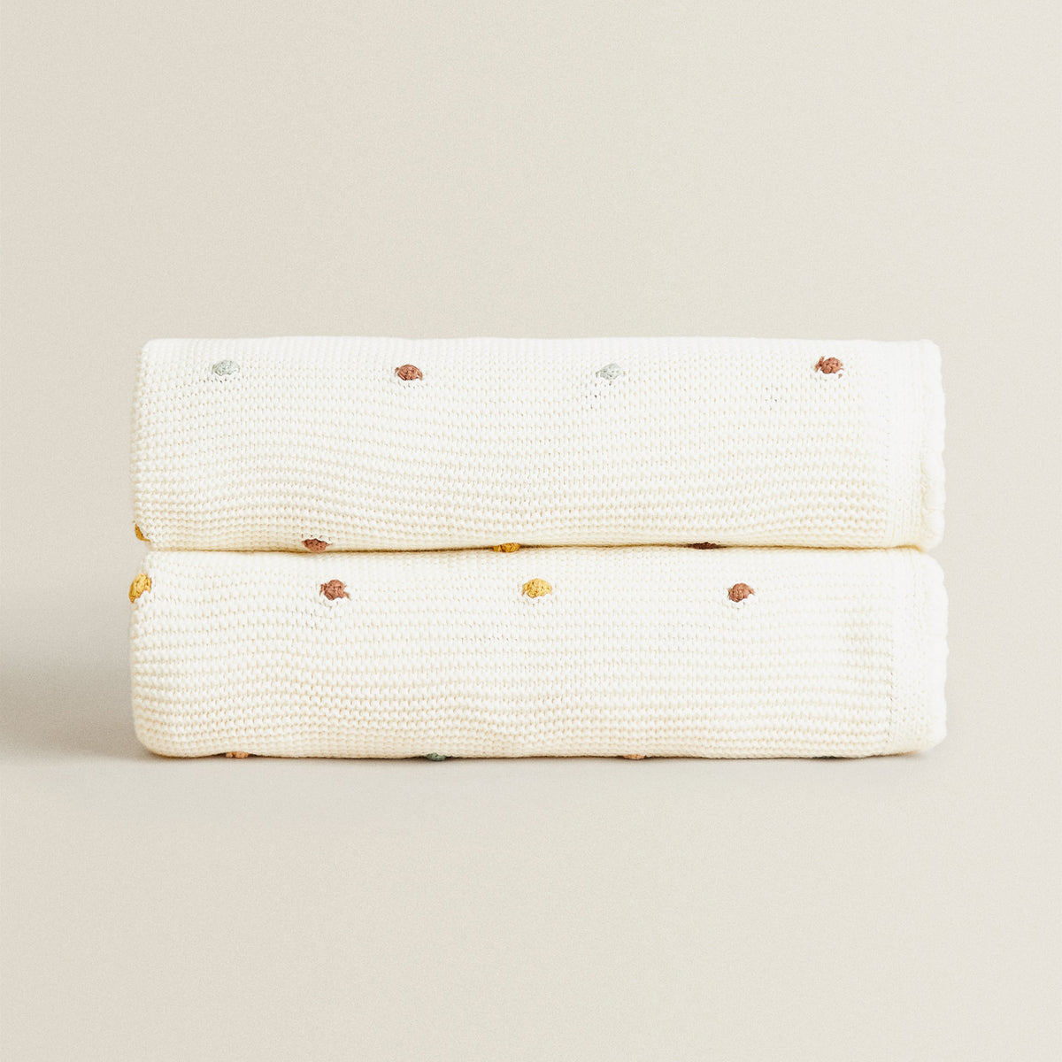 Speckled Off-White Cotton Knitted Blanket, throw blanket, knit blanket and sofa throw