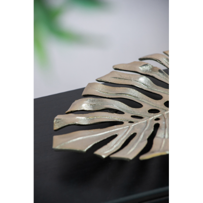 Gold Aluminum Monstera Leaf Wall Decor, product photo 7