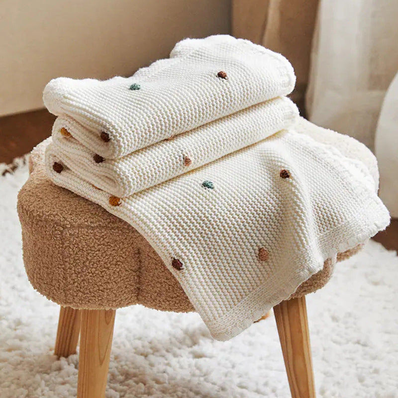 Speckled Off-White Cotton Knitted Blanket, throw blanket, knit blanket and sofa throw