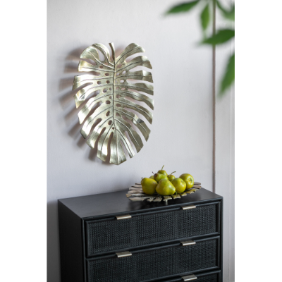 Gold Aluminum Monstera Leaf Wall Decor, product photo 1
