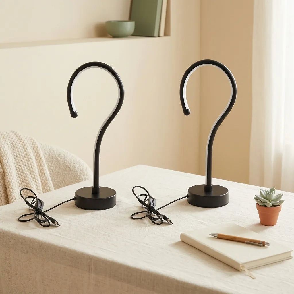 Question Mark Desk Lamp set of two on a desk