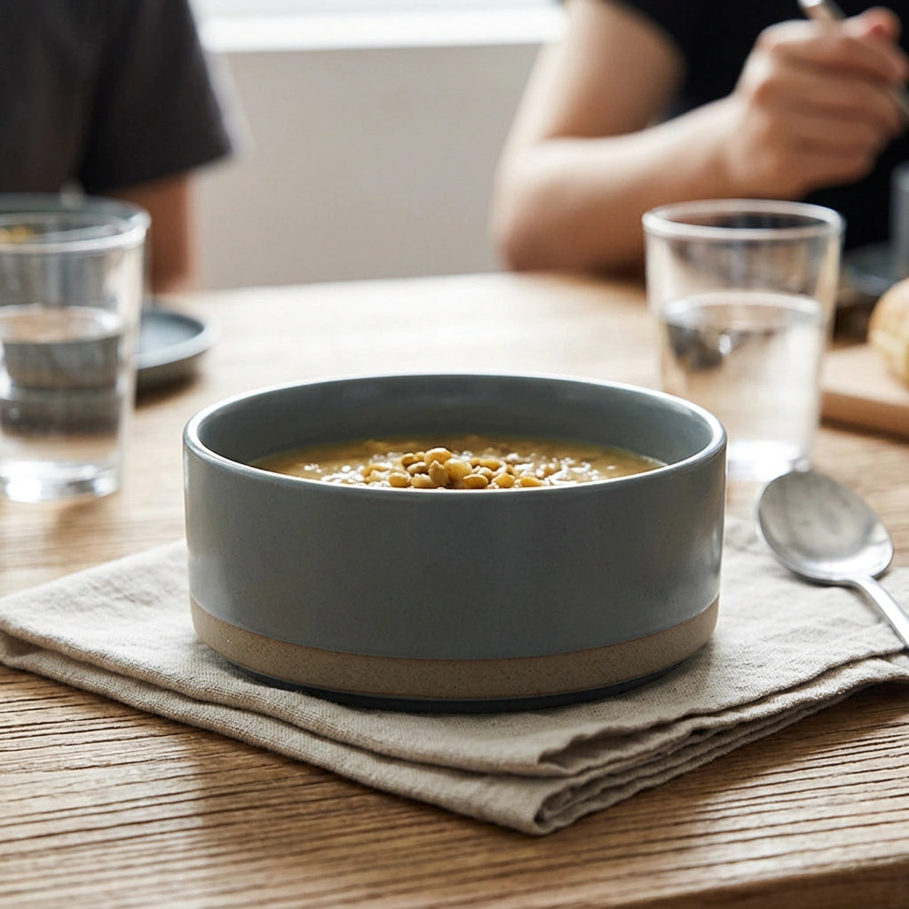 Household Tableware Solid Color Ceramic Bowl — Grey-5.7inch bowl in a home setting; styling props not included. [fastbatch-10]