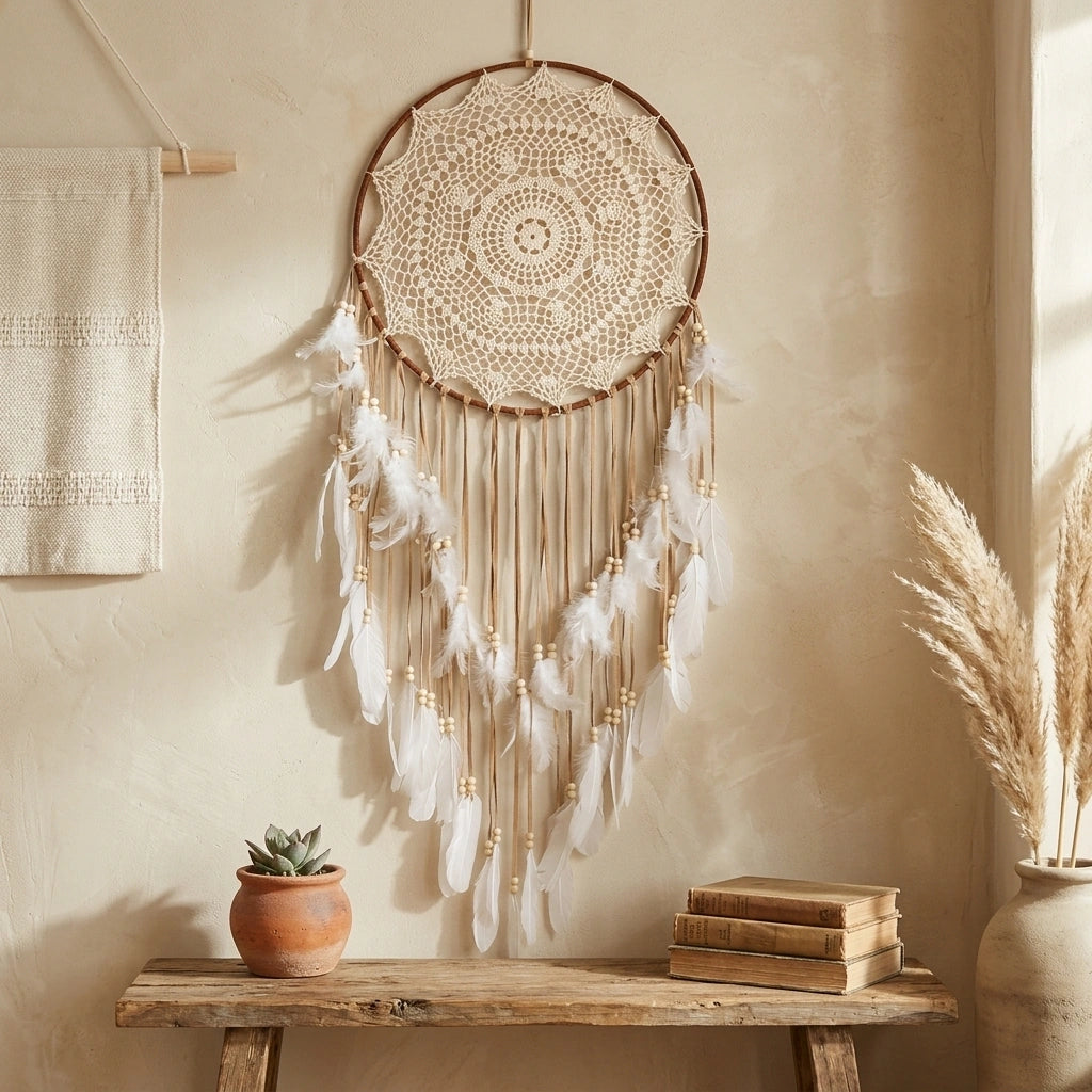 Bohemian Home Decor Dreamcatcher Room Decorative Hangings — MS9141E in a home setting; styling props not included. [fastbatch-149]