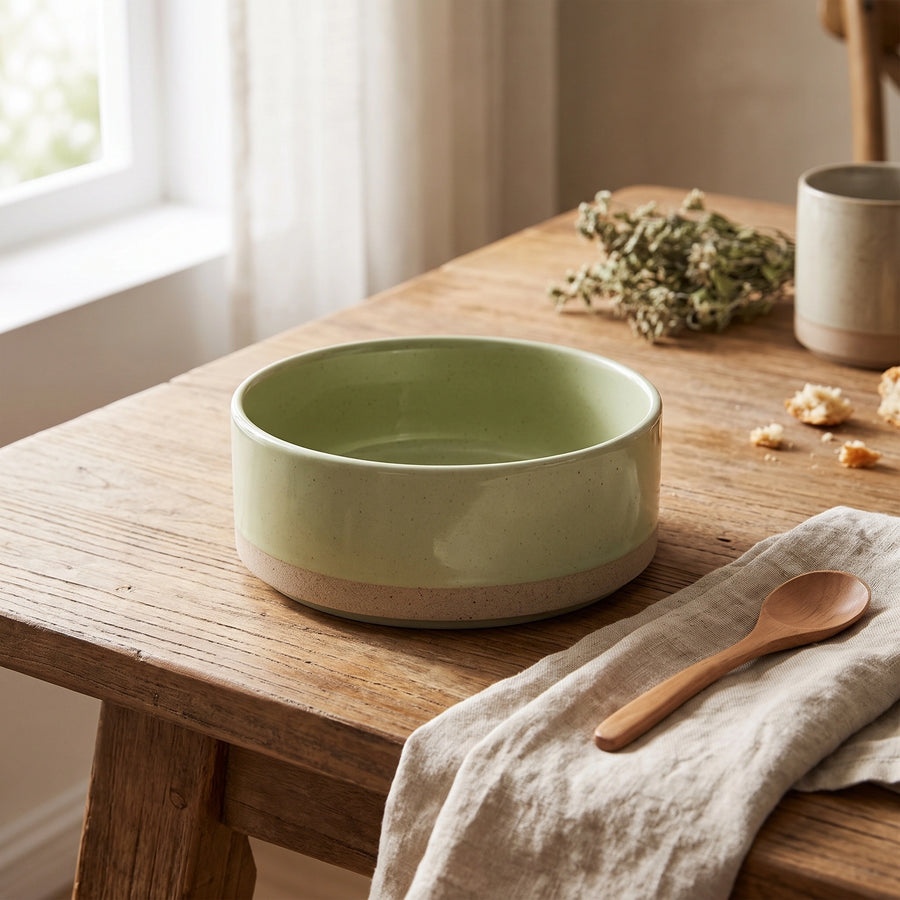 Solid-Color Ceramic Bowls and Plates, dinnerware, serving bowl and salad plate