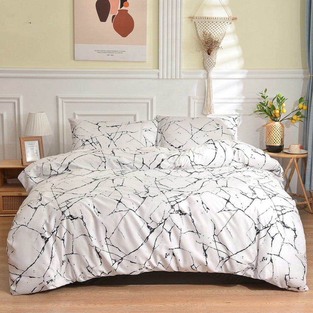 Geometric Brushed Duvet Cover, comforter cover and quilt cover — Color Aige in a home setting. [variant-scope]