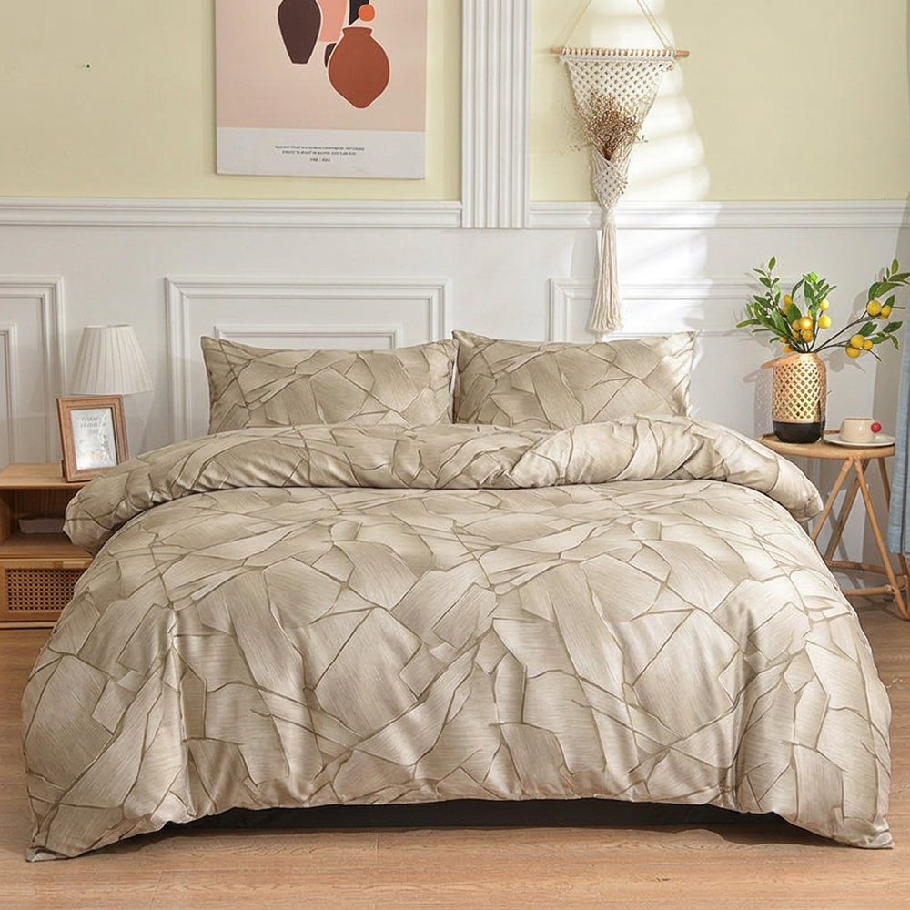 Geometric Brushed Duvet Cover, comforter cover and quilt cover — Color Aige in a home setting. [variant-scope]