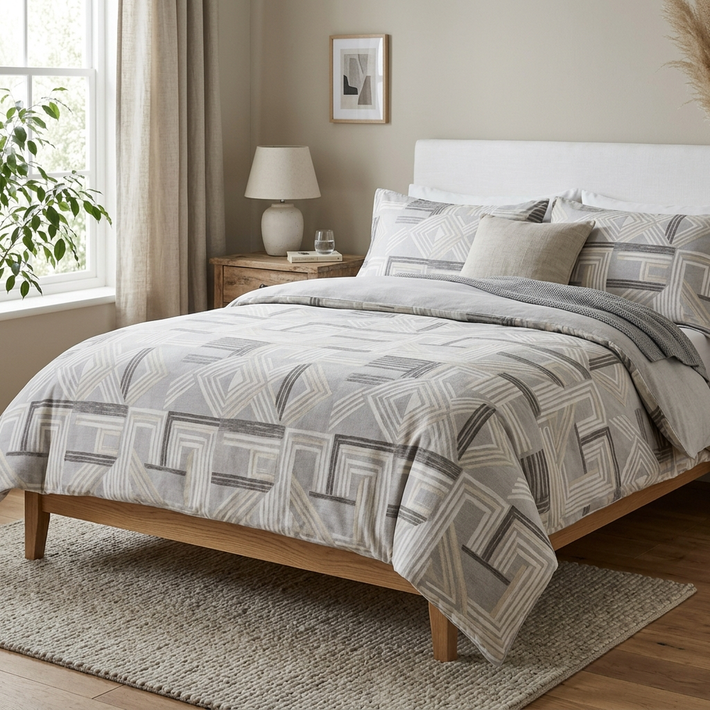 Geometric Brushed Duvet Cover, comforter cover and quilt cover — Color Simple Life in a home setting. [variant-scope]