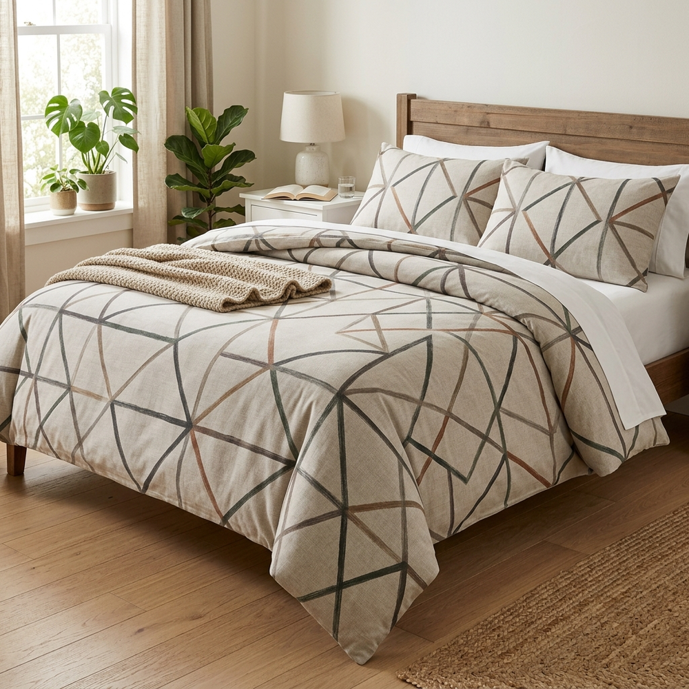 Geometric Brushed Duvet Cover, comforter cover and quilt cover — Color Wild in a home setting. [variant-scope]